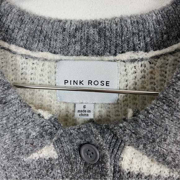 Pink Rose Gray & White Ribbed Collared Sweater - Picture 8 of 9
